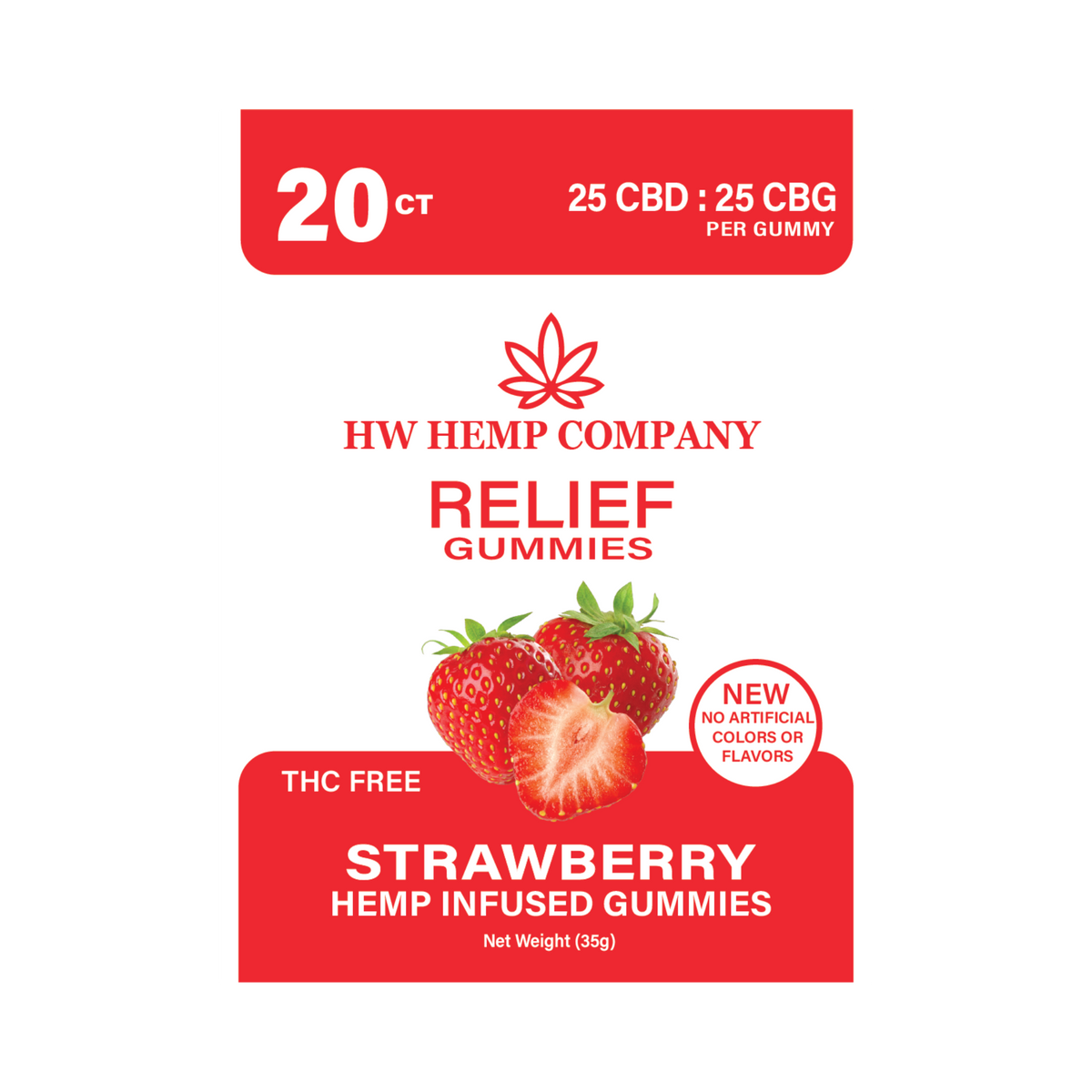 HW Hemp Co | Relief Gummies 1:1 CBD:CBG 20 ct