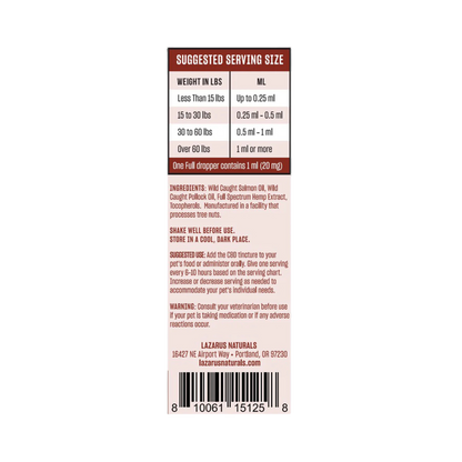 Lazarus Naturals Pet CBD Oil 600 mg | Wild Salmon