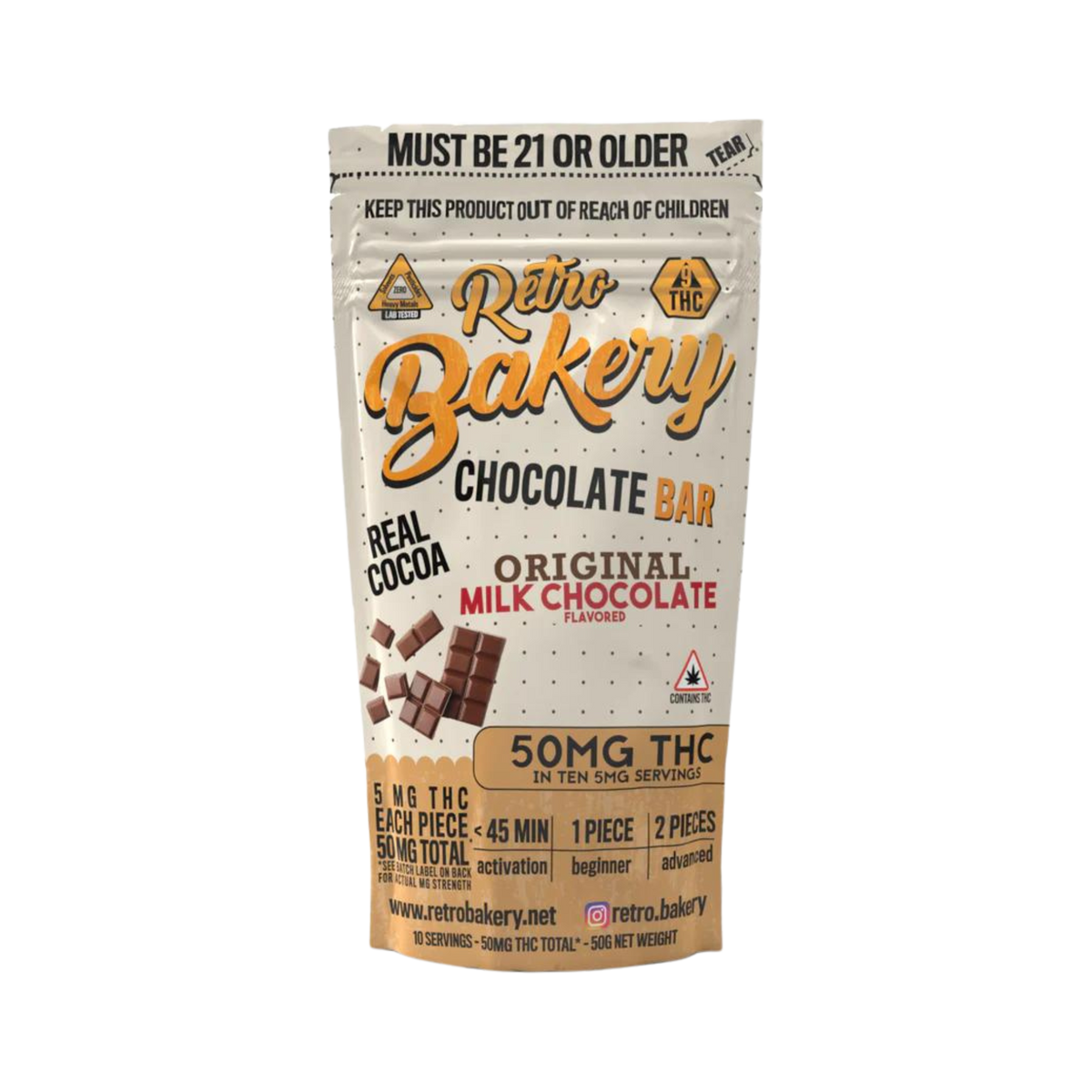 Retro Bakery | D9 Chocolate Bar 50 mg