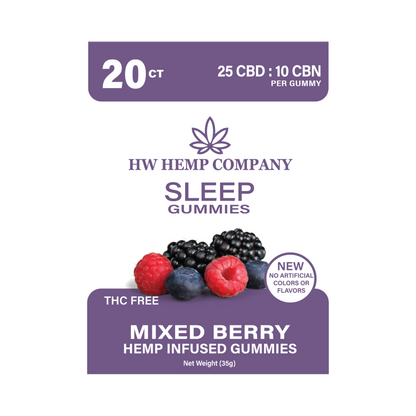 HW Hemp Co | Mixed Berry Sleep Gummies CBD:CBN 20 ct