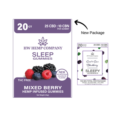 HW Hemp Co | Mixed Berry Sleep Gummies CBD:CBN 20 ct